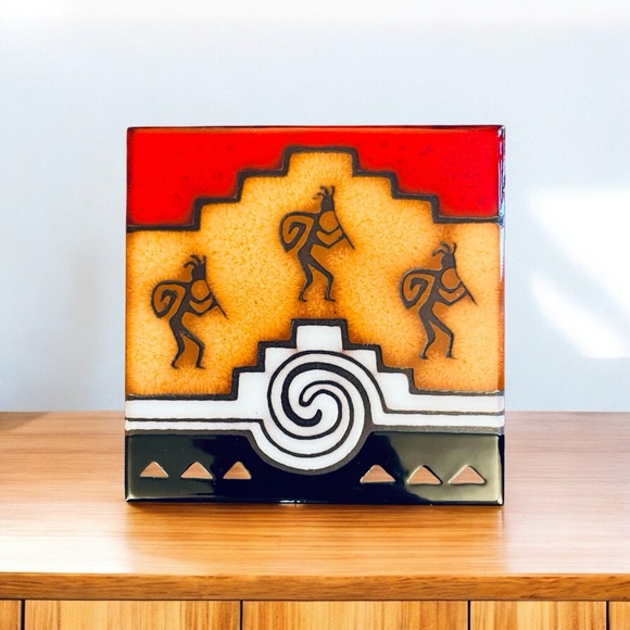 Kokopelli Masterworks Pottery Art Tile 4” Southwest Native American USA - Picture 1 of 10